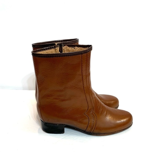 1970’s Women’s Vintage Brown Zip Ankle Booties Boots Sz 7 - Picture 1 of 11